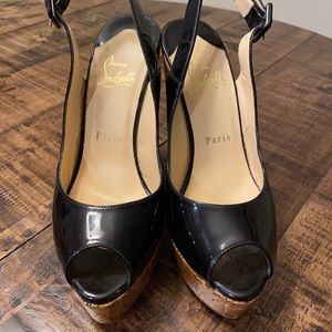 Christian Louboutin Black Patent Leather Wedges